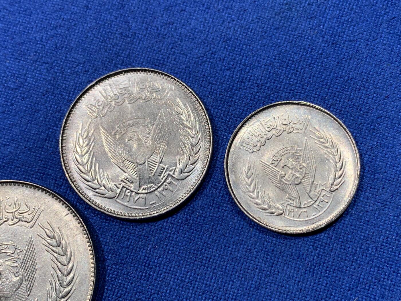 《竞宝斋》第475场 周日，周一 2场连拍 （全场包邮）欢迎送拍 三枚一组 苏丹1976年2、5、10格西 FAO 纪念币 好品