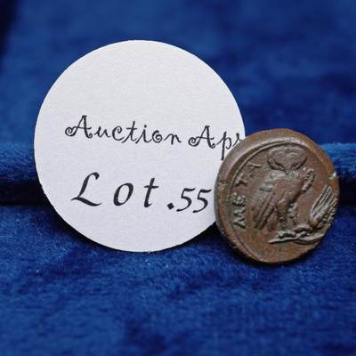 琋语集藏2026年04月欧洲古典打制币拍卖 - 古希腊卢卡尼亚地区-雅典娜与猫头鹰铜币