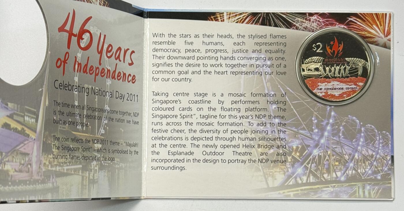 S&S Numismatic世界钱币-拍卖 第123期  新加坡2011年 新加坡独立46周年 2新元彩色纪念币官方卡币