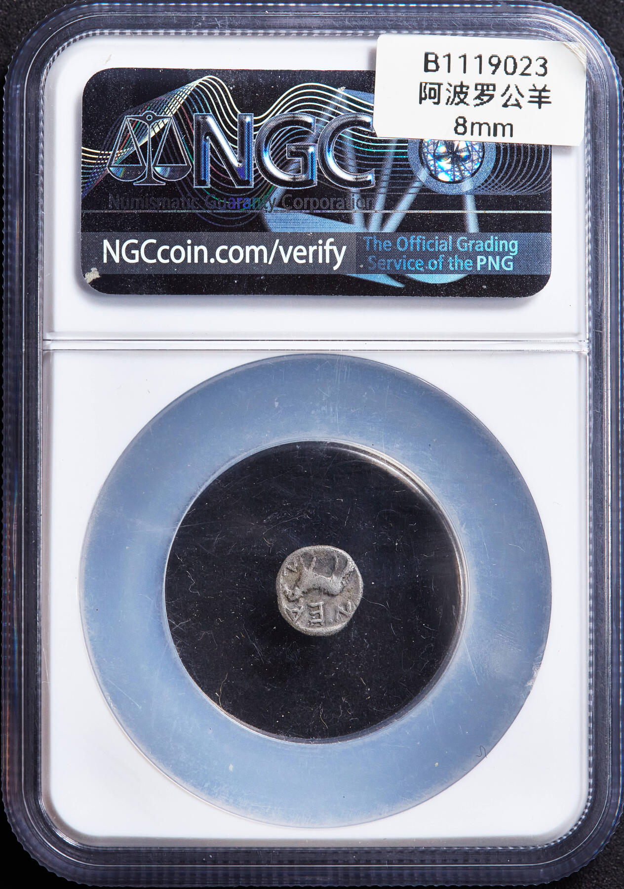 【俄甄集藏】2026年(050)04-01星期三 晚 19:30 全场包邮 古希腊特罗亚公元前4世纪阿波罗与公羊1奥波银币，NGC VF(Str 5/5, Sur 3/5)，正面带桂冠阿波罗面右像，背面公羊全身站像，稀有品种