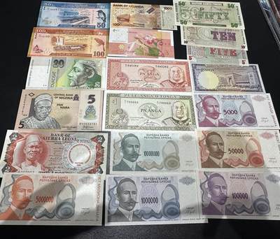 《外钞收藏家》第六百二十二期（精品场）（长期征集拍品、欢迎藏友们联系合作） - 斯里兰卡、斯洛文尼亚、汤加等国家17张一起 只有2张非全新 其他全新UNC