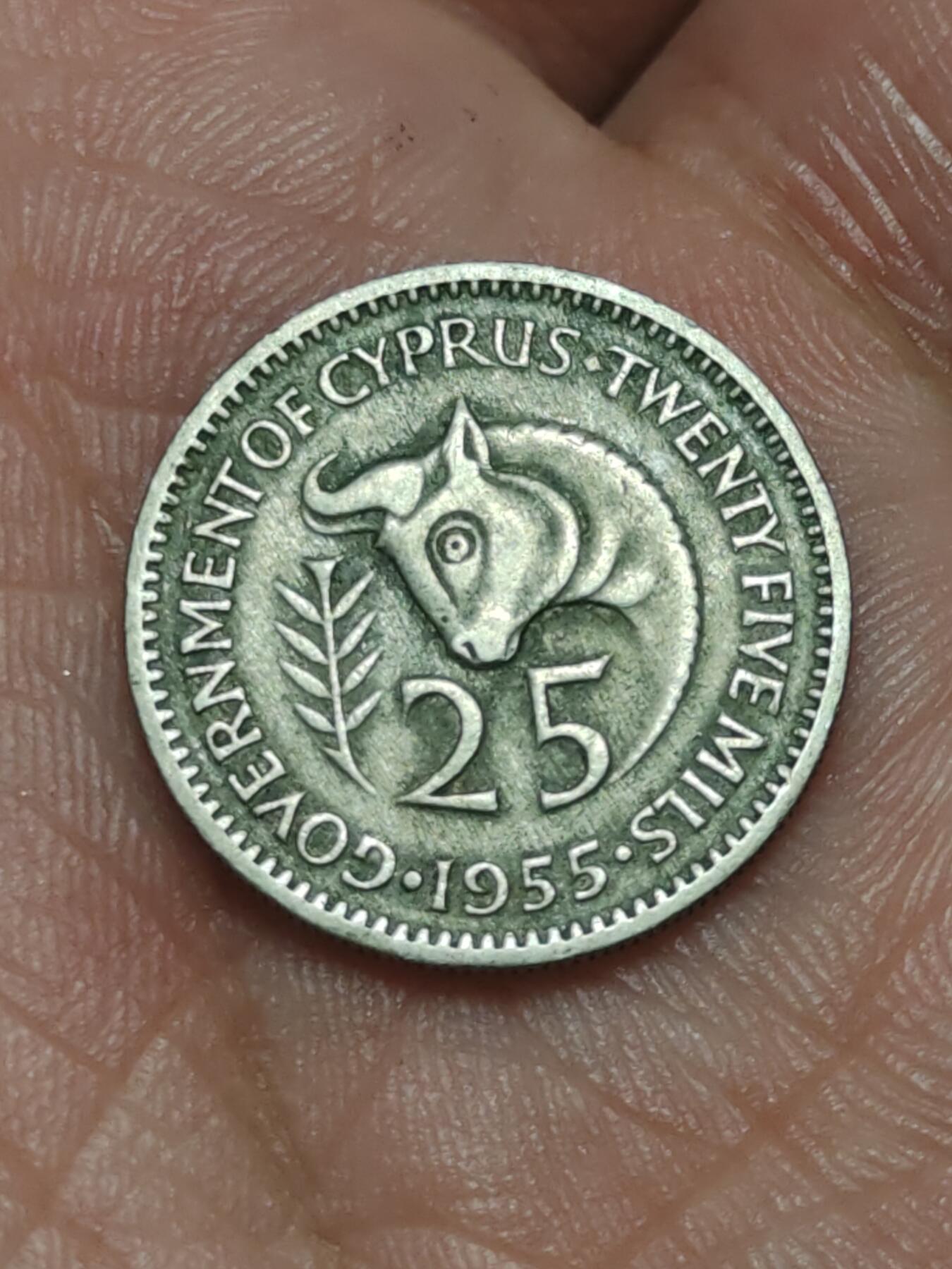 2026年第三十八场(总第二百零七场）外国好品散币场(免佣金) 英属塞浦路斯1955单年份25米尔(伊丽莎白二世青年带冠)