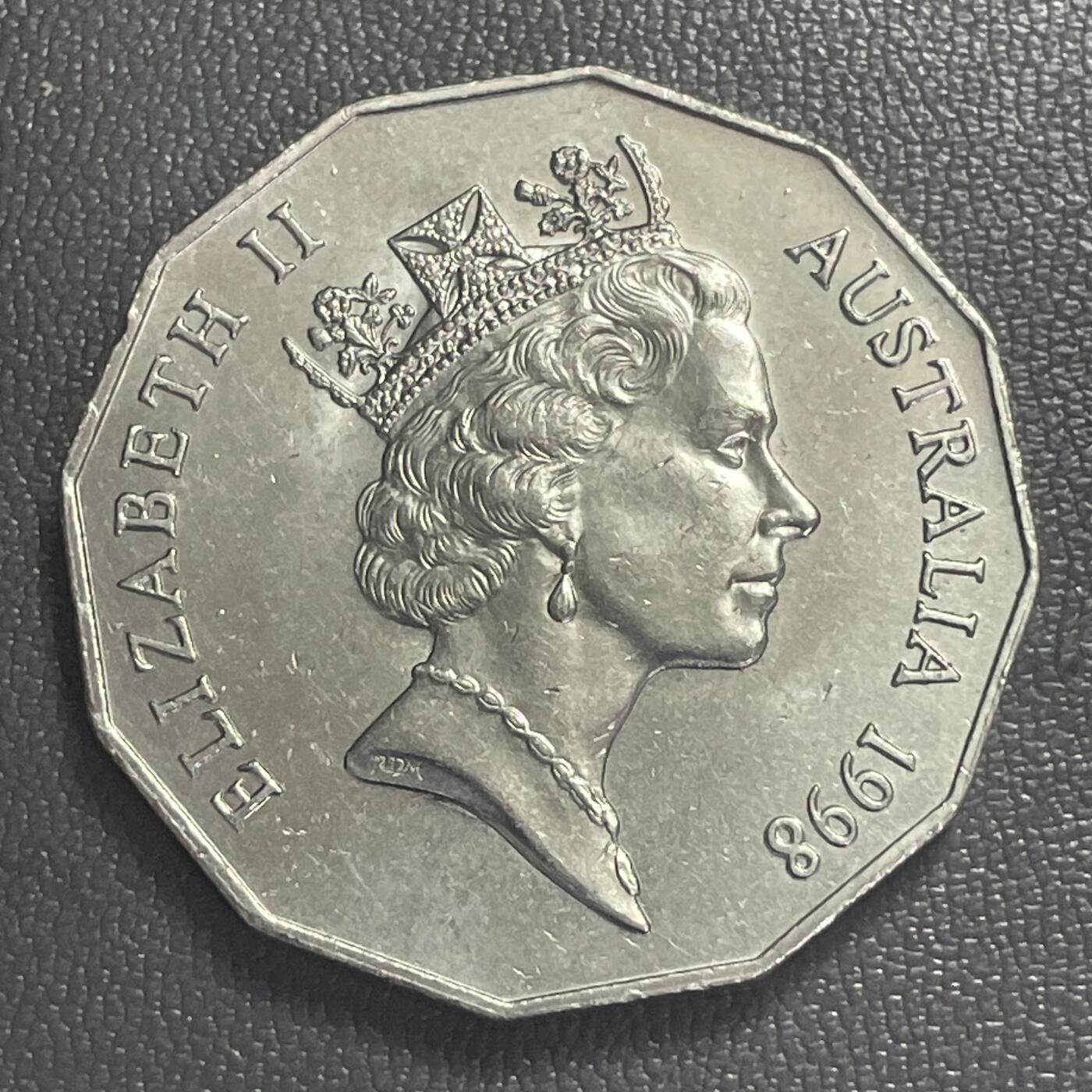 回流0406 全新 澳大利亚1998年12边形50分纪念币 发现巴斯海峡200年32mm