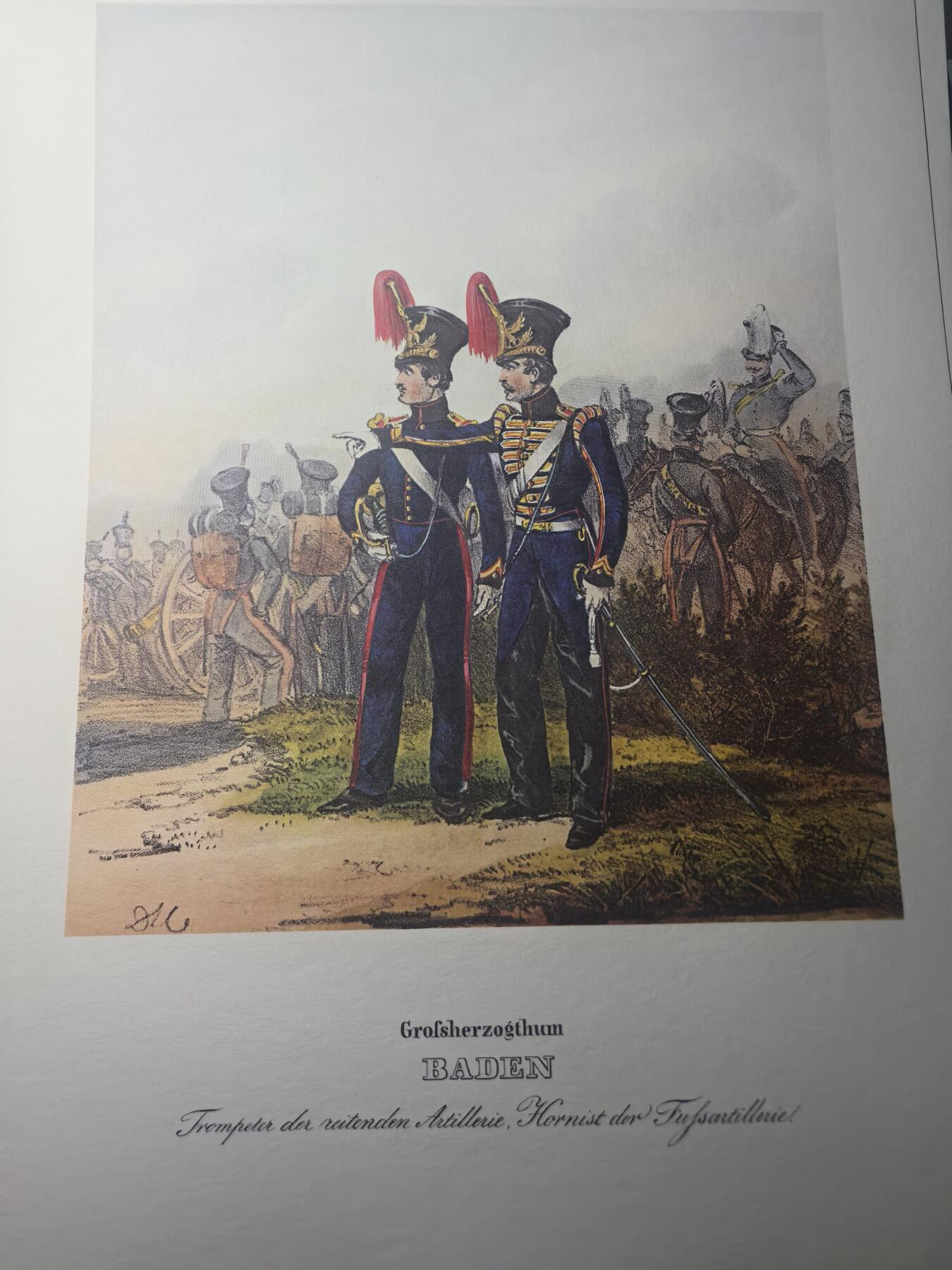 盛世勋华——号角文化勋章邮票专场拍卖第311期 大尺寸手绘图卡 巴登大公国炮兵号手 大A4尺寸 翻印自1848年出版《德意志陆军》一书