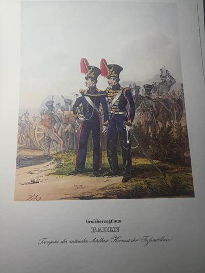 盛世勋华——号角文化勋章邮票专场拍卖第311期 - 大尺寸手绘图卡 巴登大公国炮兵号手 大A4尺寸 翻印自1848年出版《德意志陆军》一书
