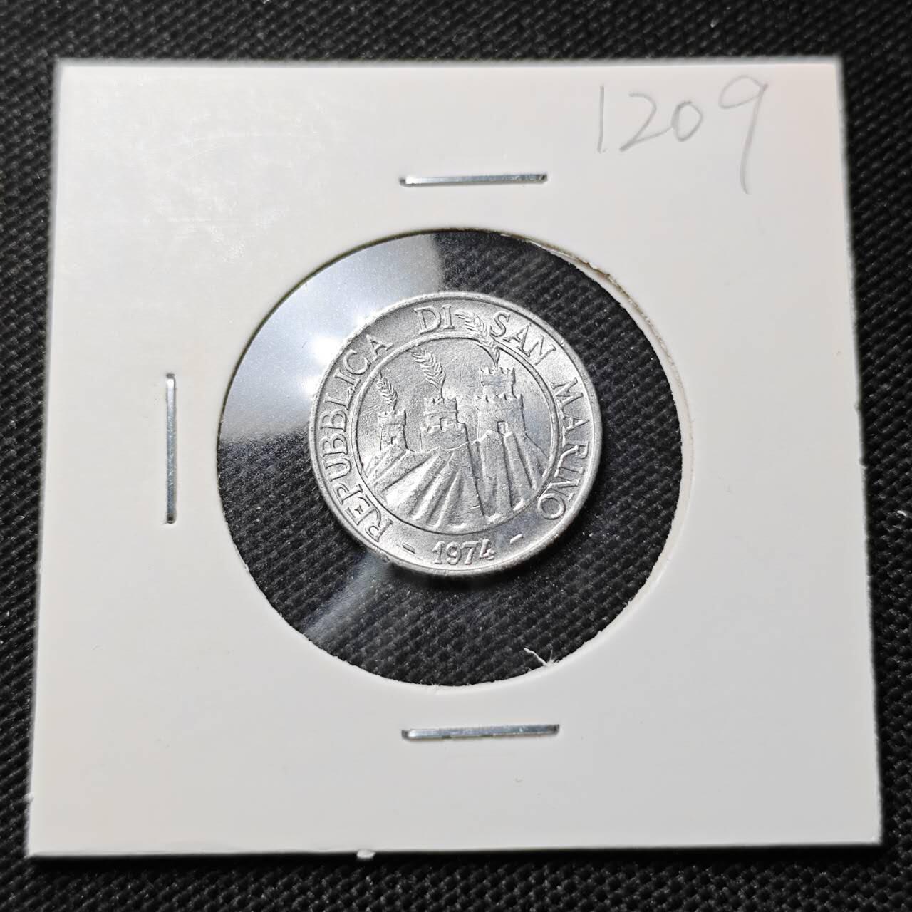 KK钱币收藏小铺  第412期 2月预留时间 周末发货 1974圣马力诺2里拉 