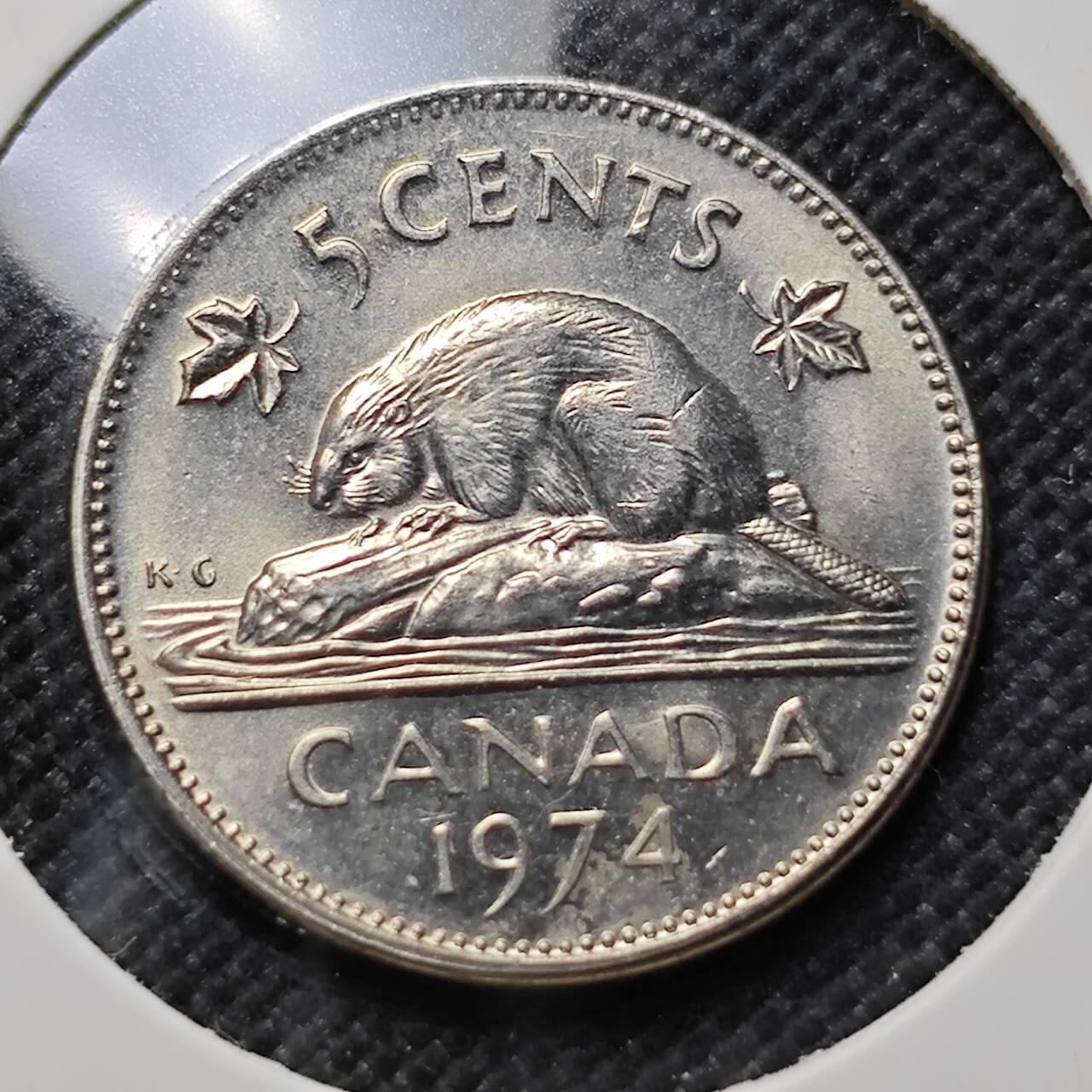 KK钱币收藏小铺  第410期 2月预留时间 周末发货  1974加拿大5分 好品