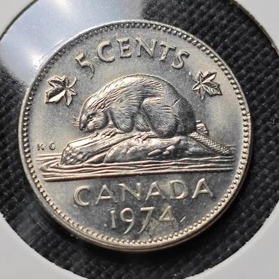 KK钱币收藏小铺  第410期 2月预留时间 周末发货 -  1974加拿大5分 好品