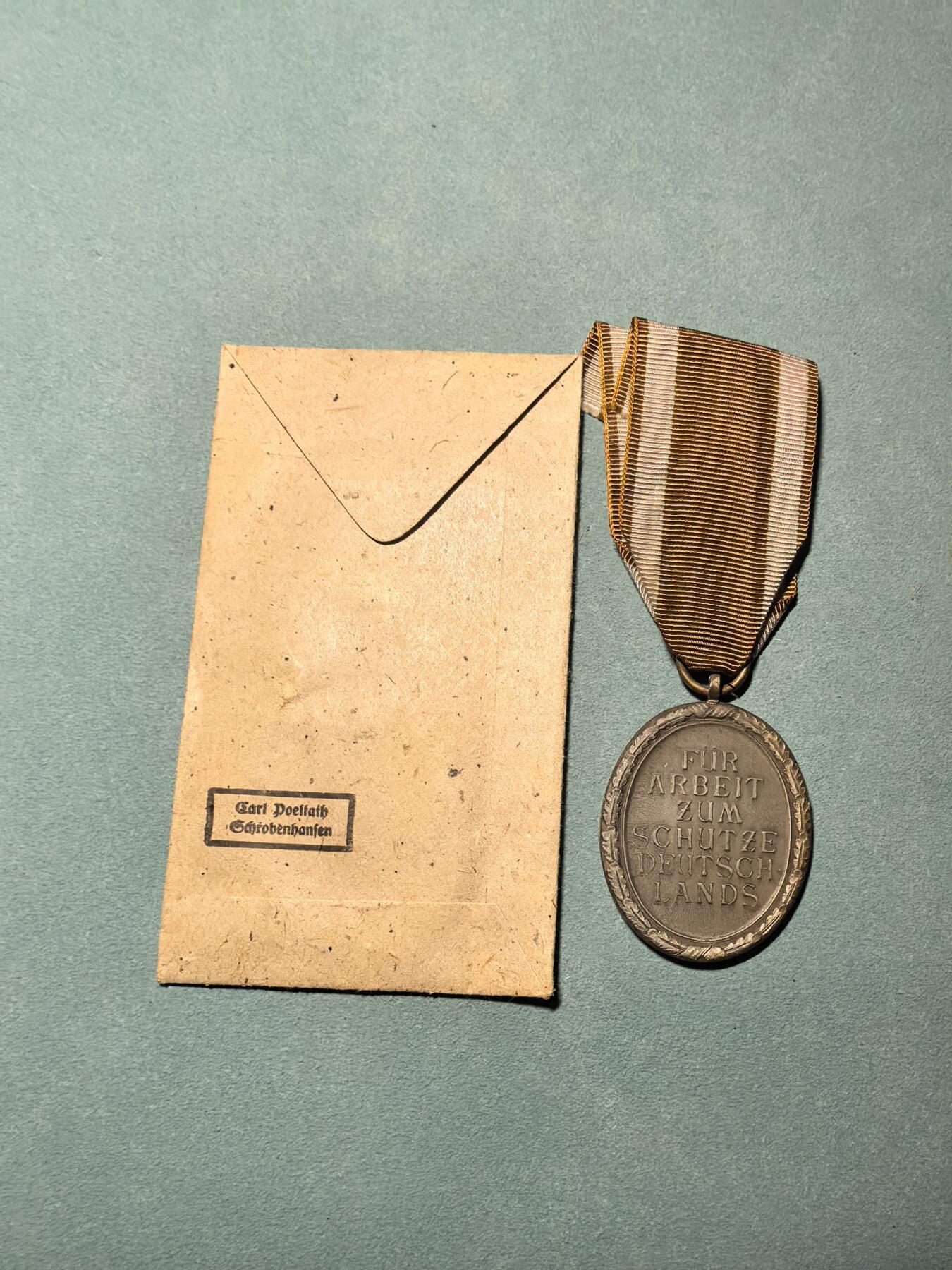 盛世勋华——号角文化勋章邮票专场拍卖第311期 德国（1939）西线防御奖章 带原纸袋带厂标