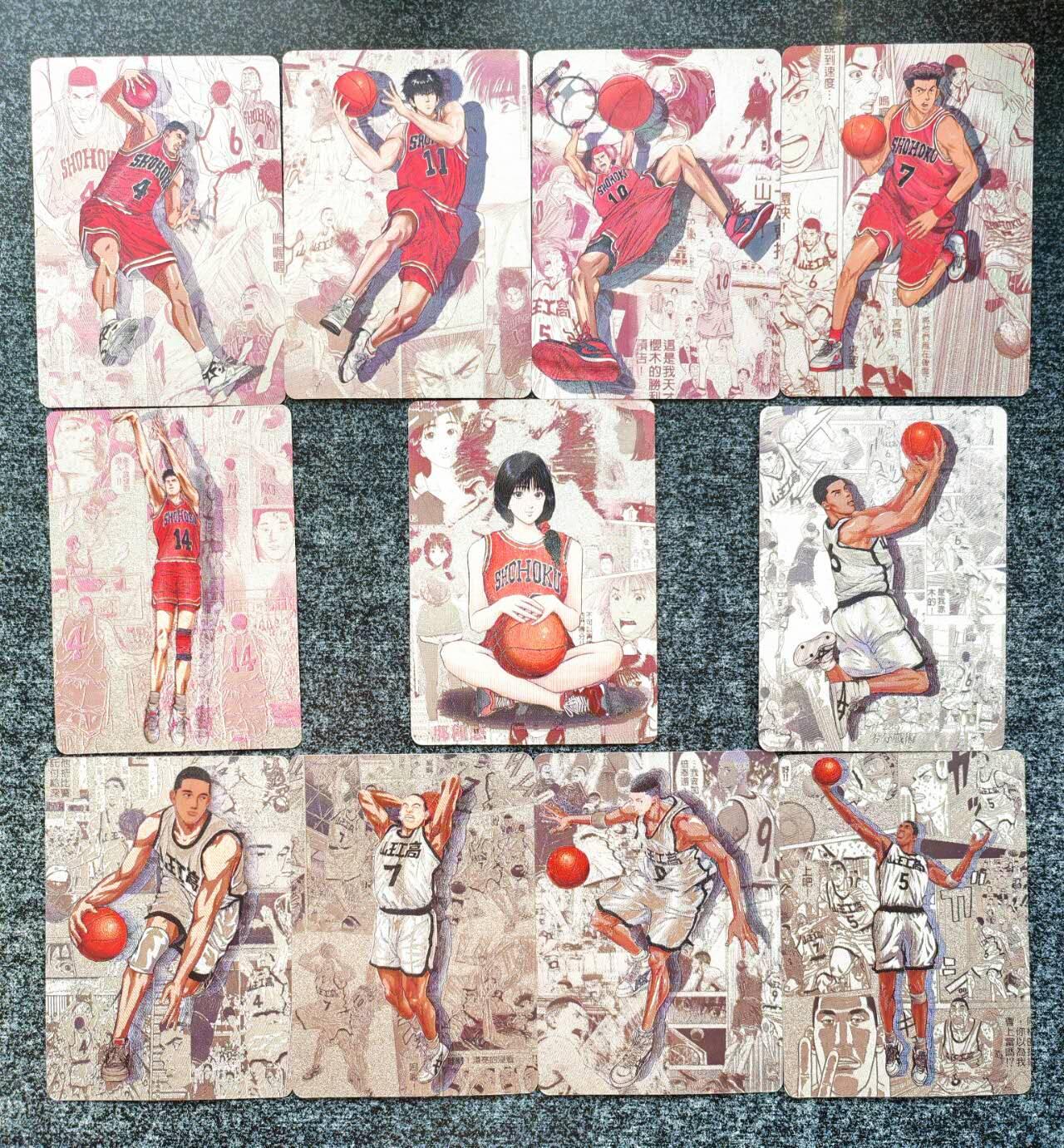 龙虎卡牌-八一场（满200元包邮，无佣金，每周六结拍，欢迎送拍） 【原封】粗闪套卡 星宿文创 灌篮高手 一套 (11张全 湘北五虎&山王五虎&晴子)