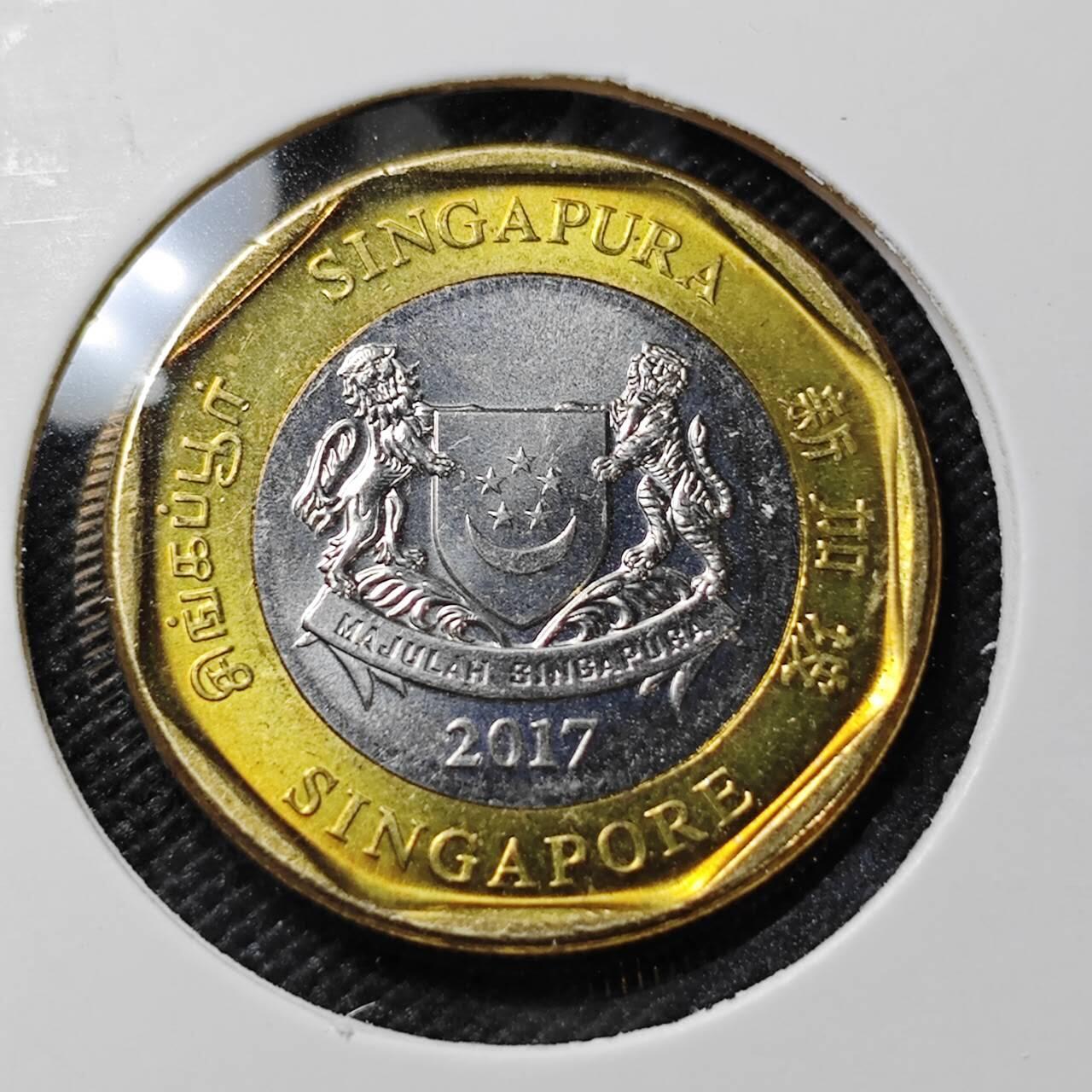 KK钱币收藏小铺  第412期 2月预留时间 周末发货 2017新加坡1元 