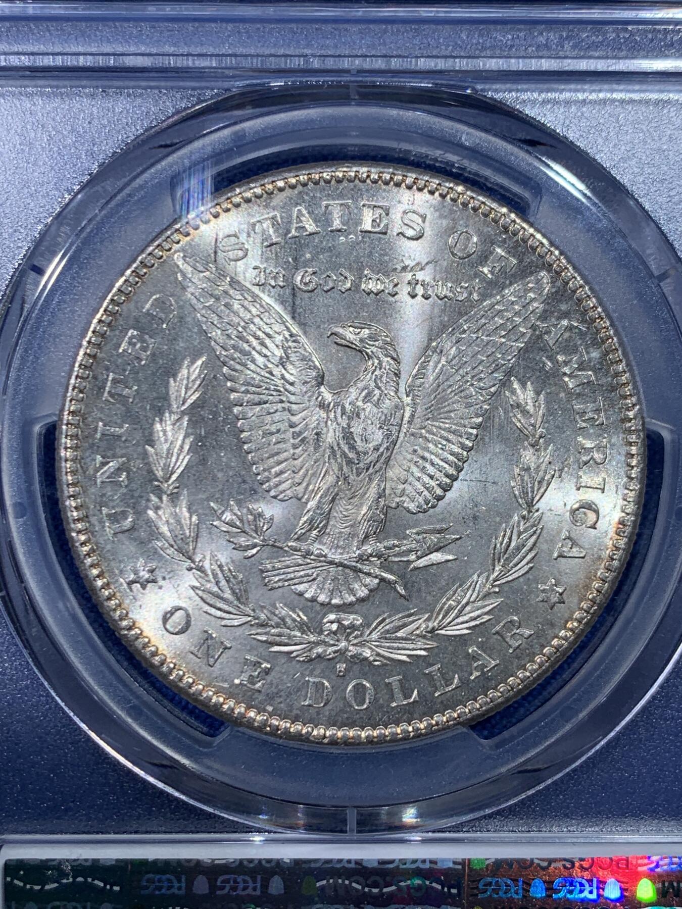 《竞宝斋》第475场 周日，周一 2场连拍 （全场包邮）欢迎送拍 PCGS MS64 美国 1878 S 摩根银币 稀有首年摩根 转光犀利 边缘包裹环状赤红包浆 背面支撑有磕