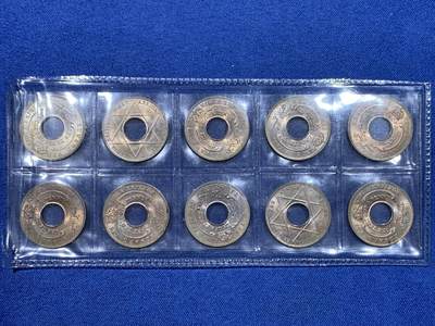 《竞宝斋》第475场 周日，周一 2场连拍 （全场包邮）欢迎送拍 - 10枚一组 英属西非1908年爱德华七世1/10便士 好品