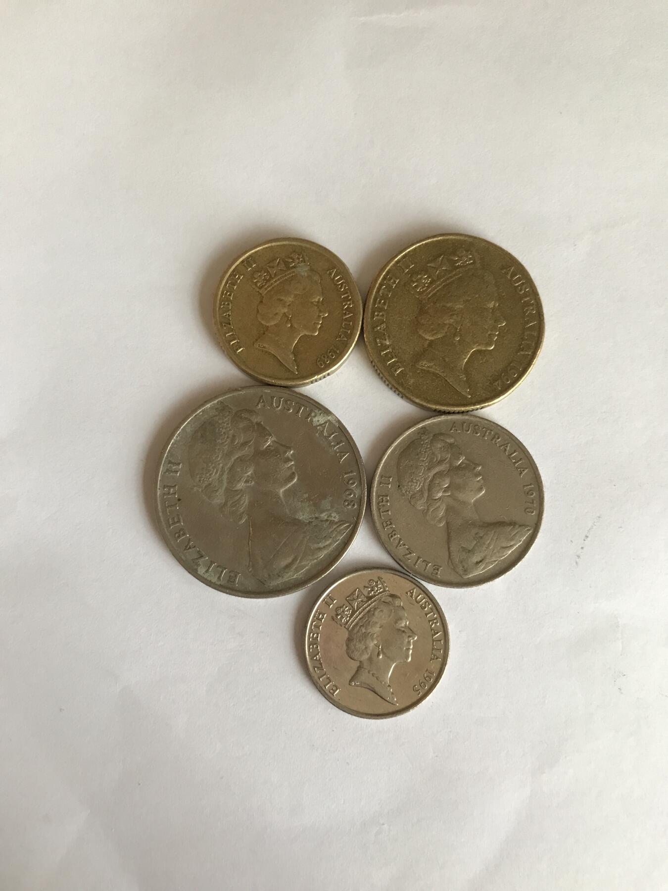 澳大利亚流通币5枚