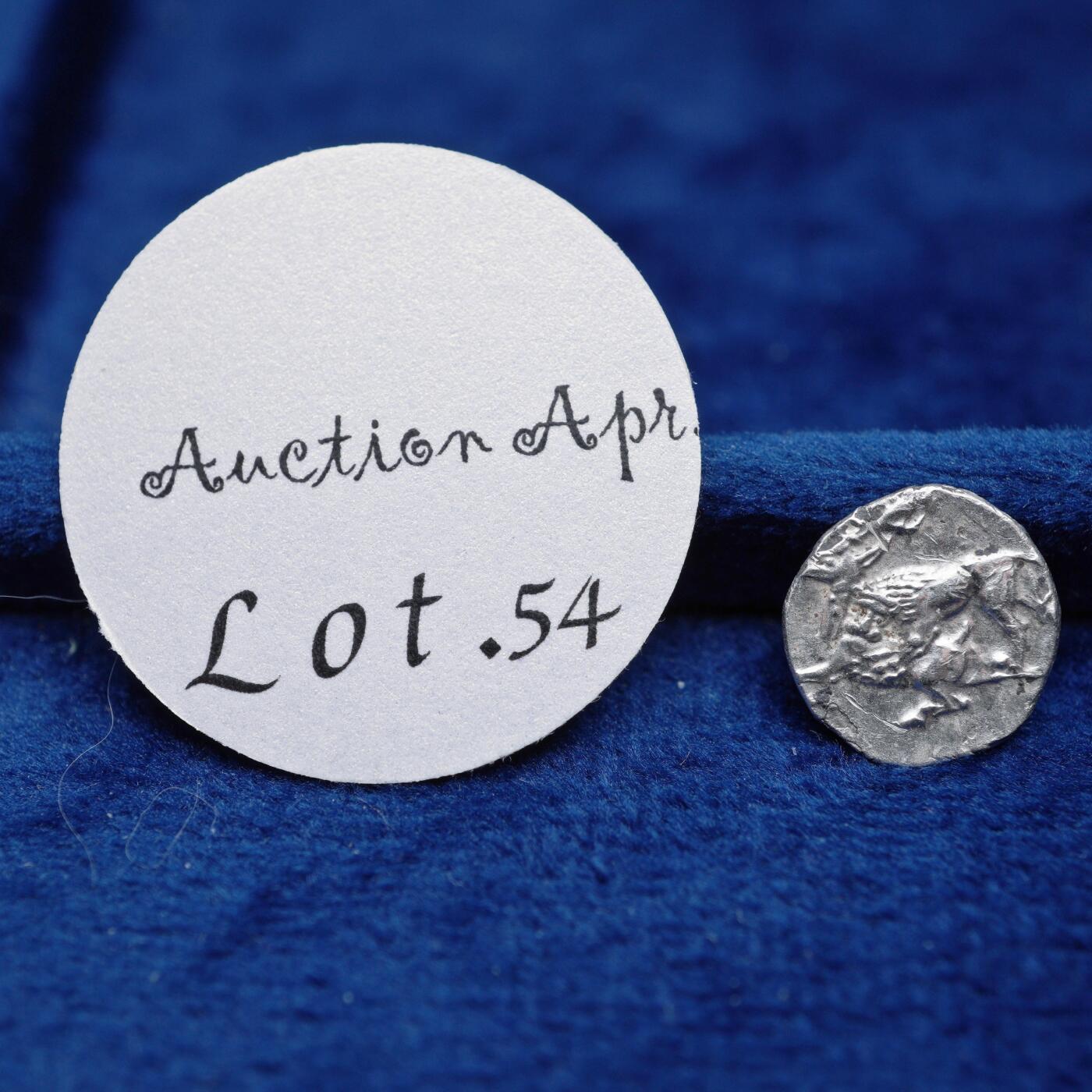 琋语集藏2026年04月欧洲古典打制币拍卖 古希腊西里西亚地区-巴力神与狮子捕鹿1奥波银币