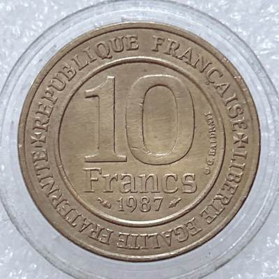 第一海外回流一元起拍收藏 散集专场  第309期 - 法国人像1987卡佩王朝千年纪念币10法郎铜币 美品