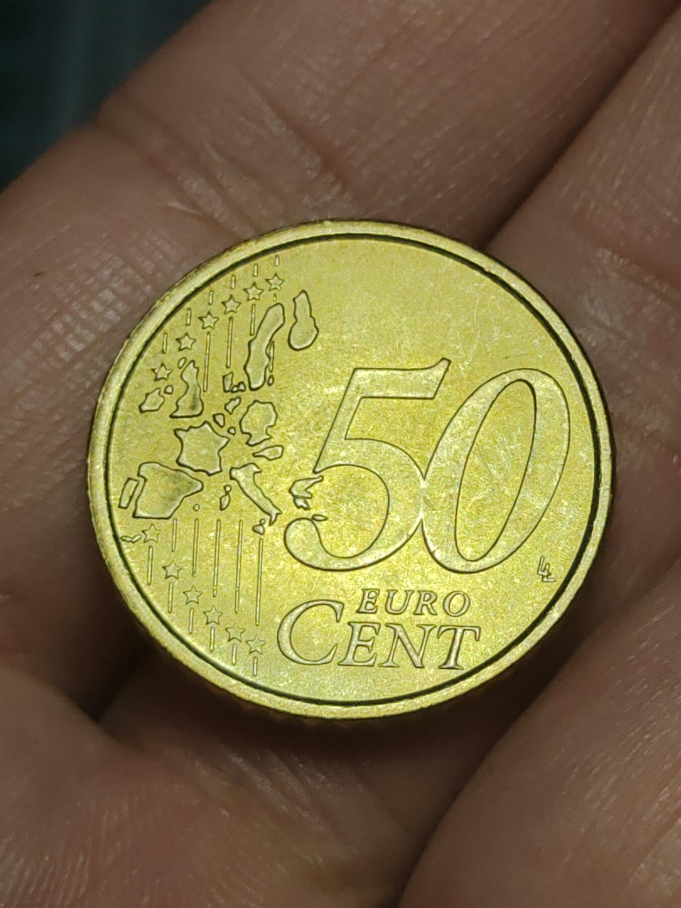 2026年第三十八场(总第二百零七场）外国好品散币场(免佣金) 意大利🇮🇹2002年50欧分(第一版欧洲地图，首发年)