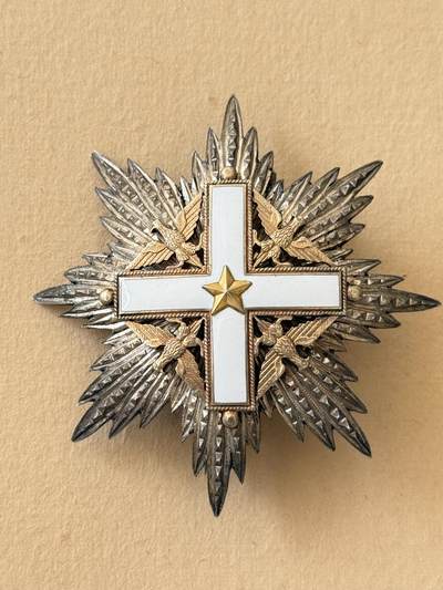 云宸嘉赏-勋臻文献佳藏优品精选场次（低佣 转发佣金红包） - 意大利共和国国家功勋勋章大军官级星芒章  银质 品相很好