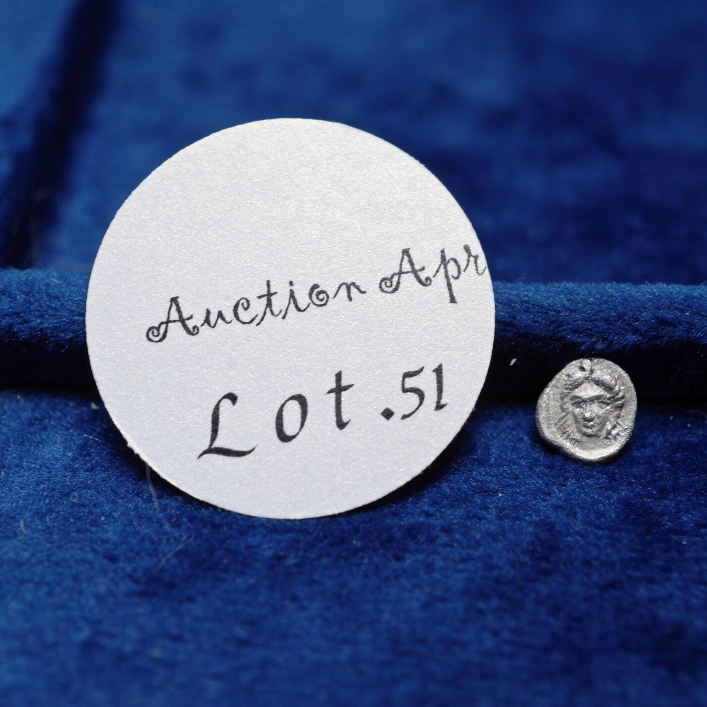 琋语集藏2026年04月欧洲古典打制币拍卖 古希腊卡利亚地区-狮子与阿波罗1/4奥波银币