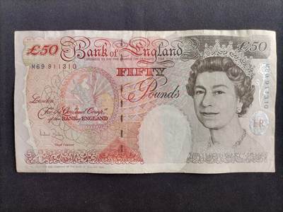 【游宝包邮场】马年第17期 精品单钞场 周日截拍 - 英国-50镑【1994版 英格兰央行成立300周年版 流通品相 顶边侧有小修补】