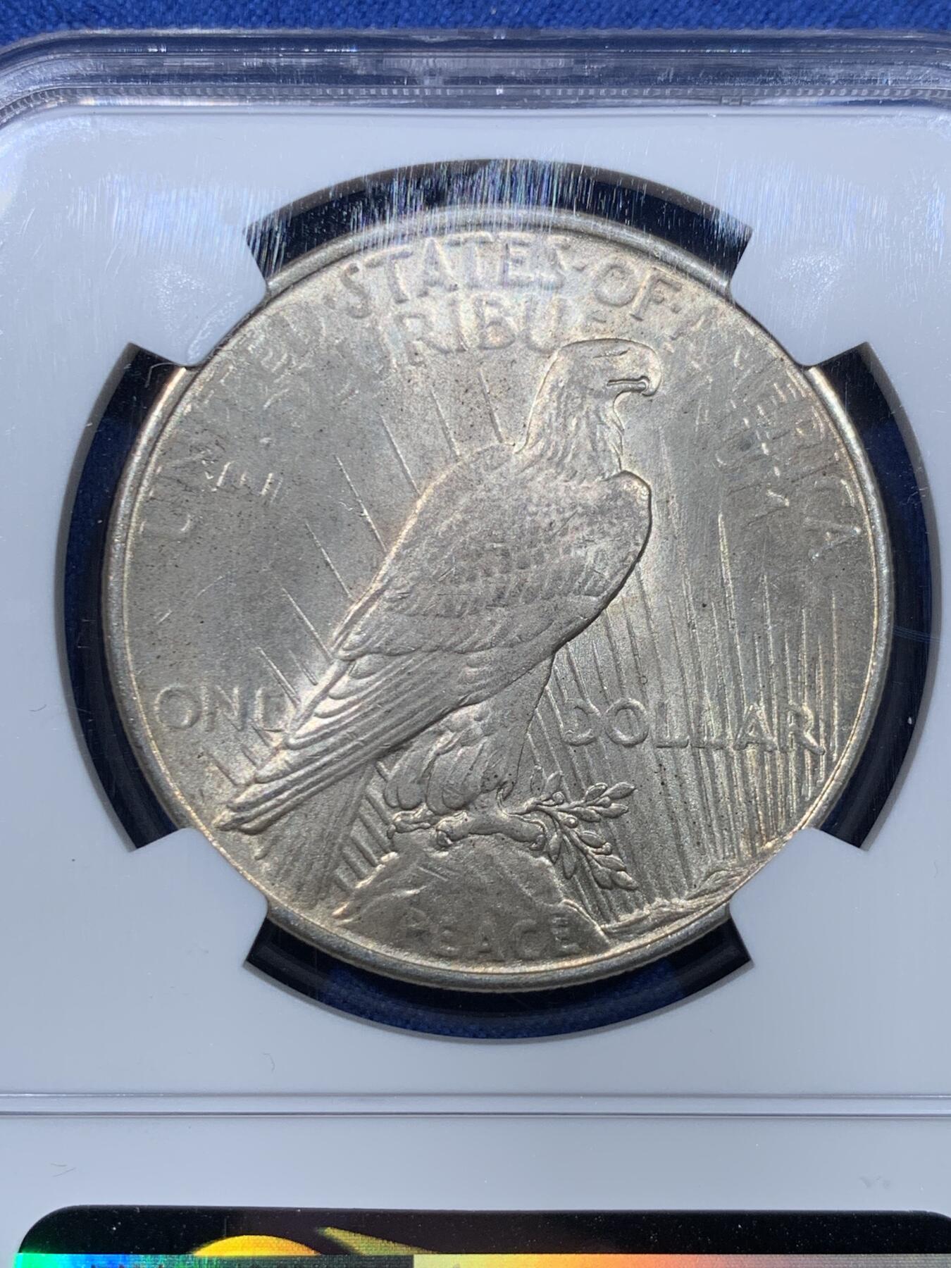 《竞宝斋》第475场 周日，周一 2场连拍 （全场包邮）欢迎送拍 NGC MS63 美国1925年和平1美元银币