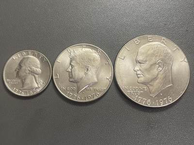 回流0406 - 全新 美国1976年独立200周年纪念套币3枚