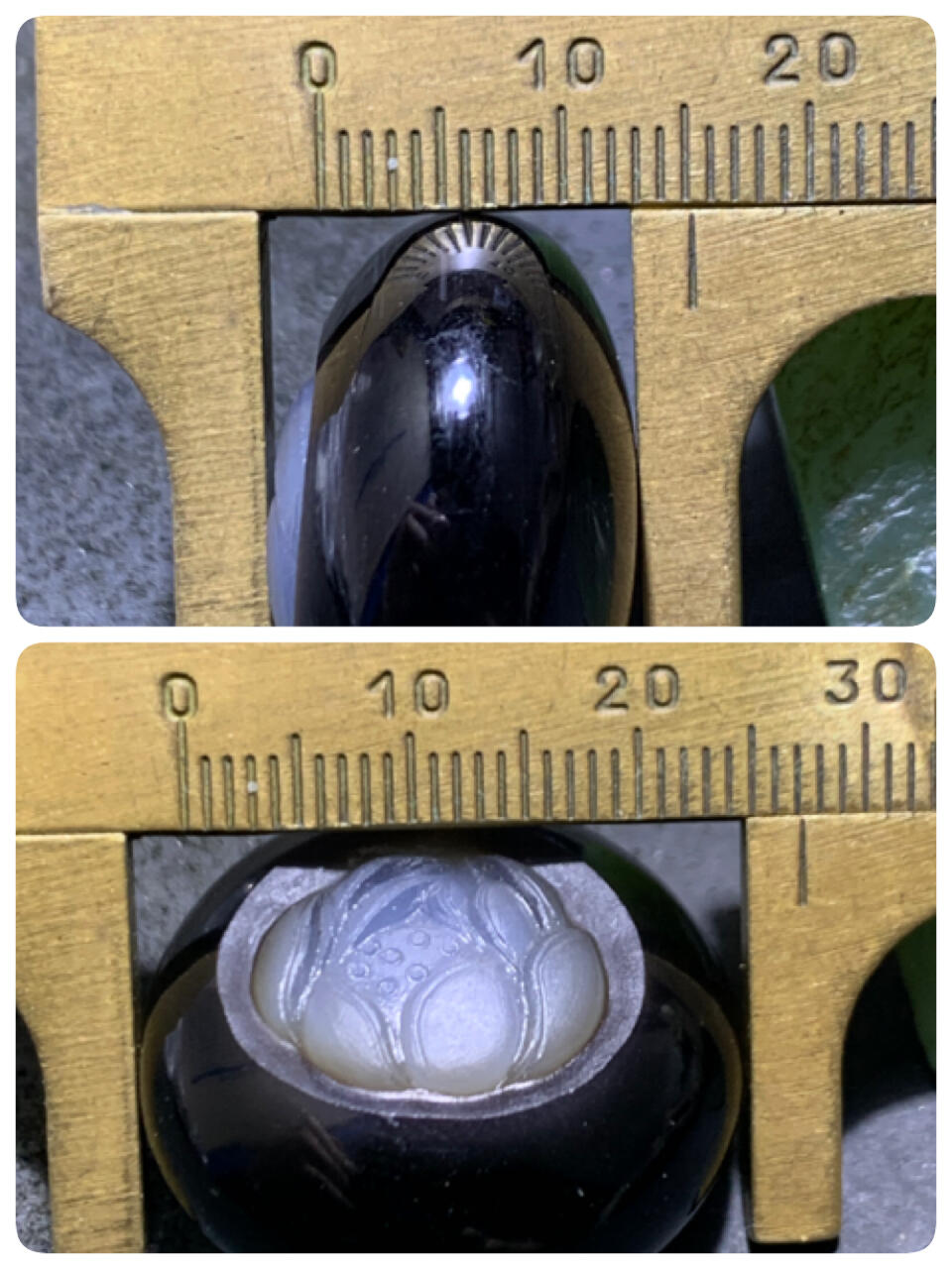 精品药师玛瑙手工雕刻荷花板珠（背云）一颗