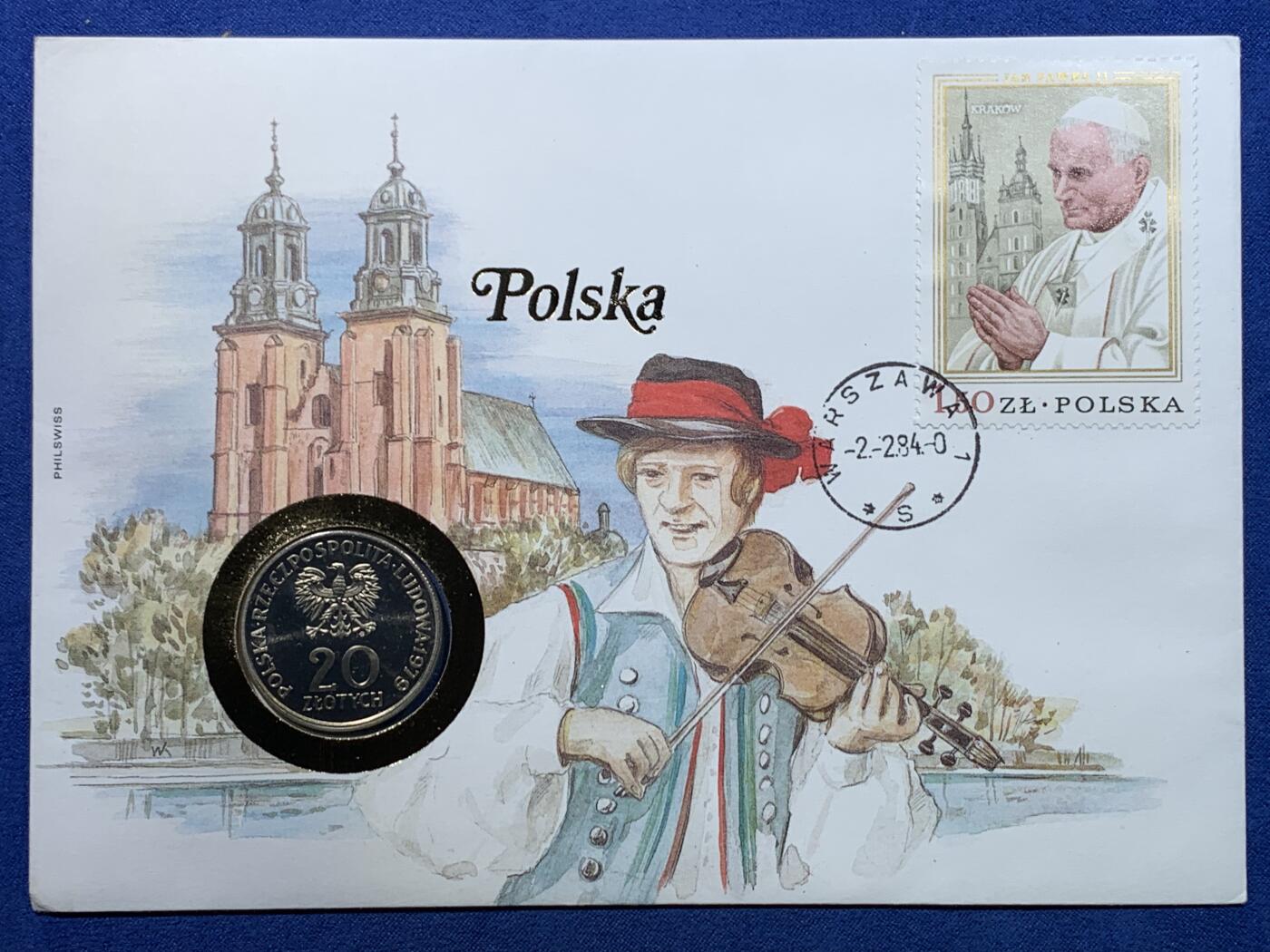 《竞宝斋》第475场 周日，周一 2场连拍 （全场包邮）欢迎送拍 邮币封 PROBA 波兰1979年20兹罗提纪念币样币