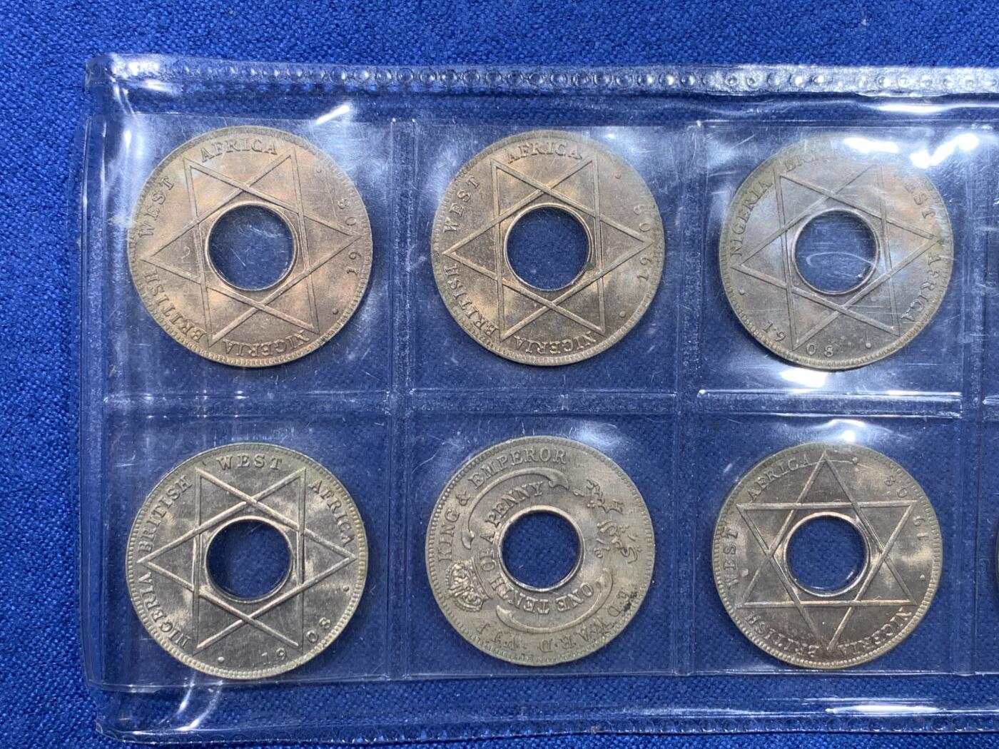 《竞宝斋》第475场 周日，周一 2场连拍 （全场包邮）欢迎送拍 10枚一组 英属西非1908年爱德华七世1/10便士 好品