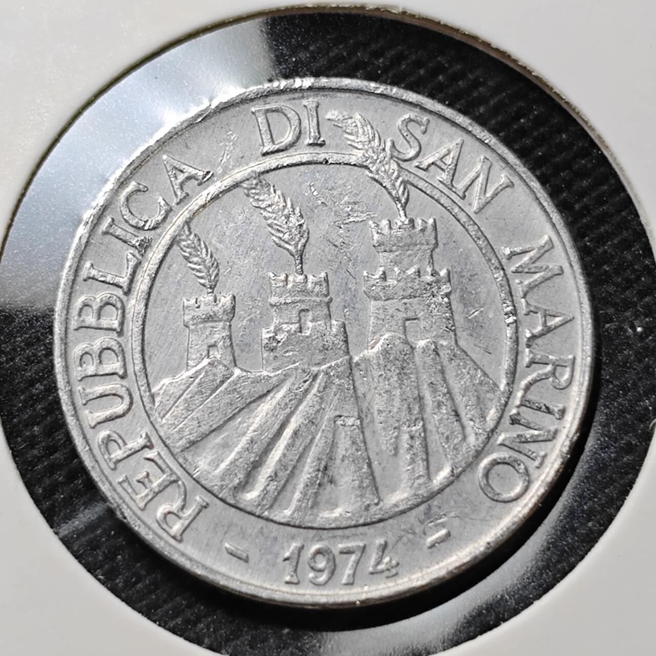 KK钱币收藏小铺  第412期 2月预留时间 周末发货 1974圣马力诺10里拉 