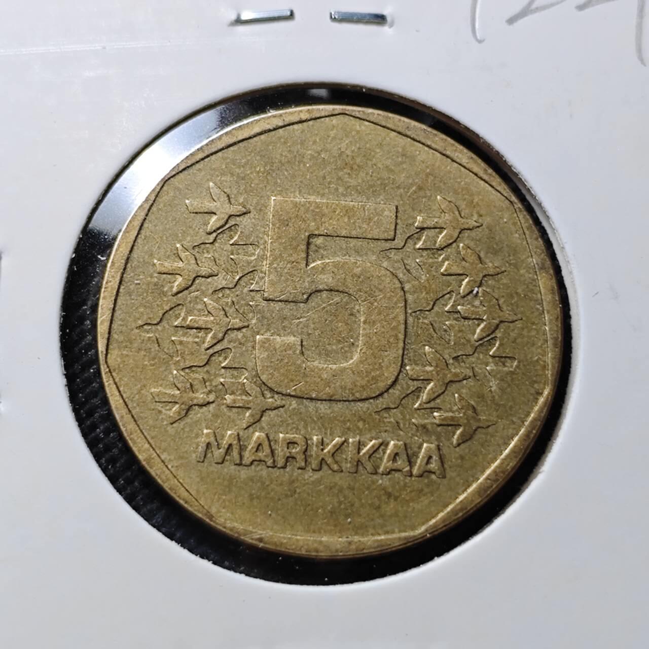 KK钱币收藏小铺  第412期 2月预留时间 周末发货 1973芬兰5马克破冰船 多边形