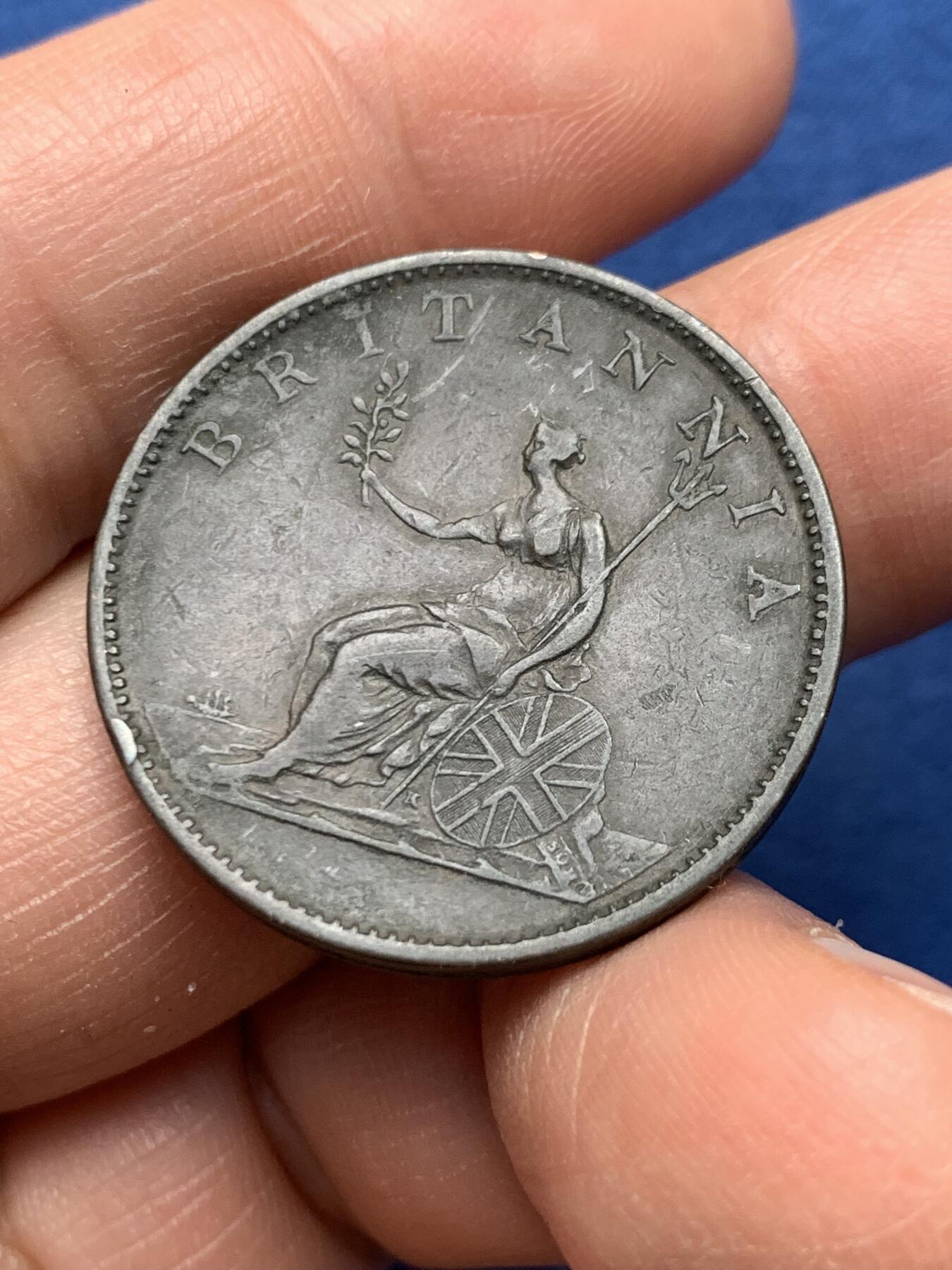 《竞宝斋》第475场 周日，周一 2场连拍 （全场包邮）欢迎送拍 英国1806年乔治三世半便士铜币