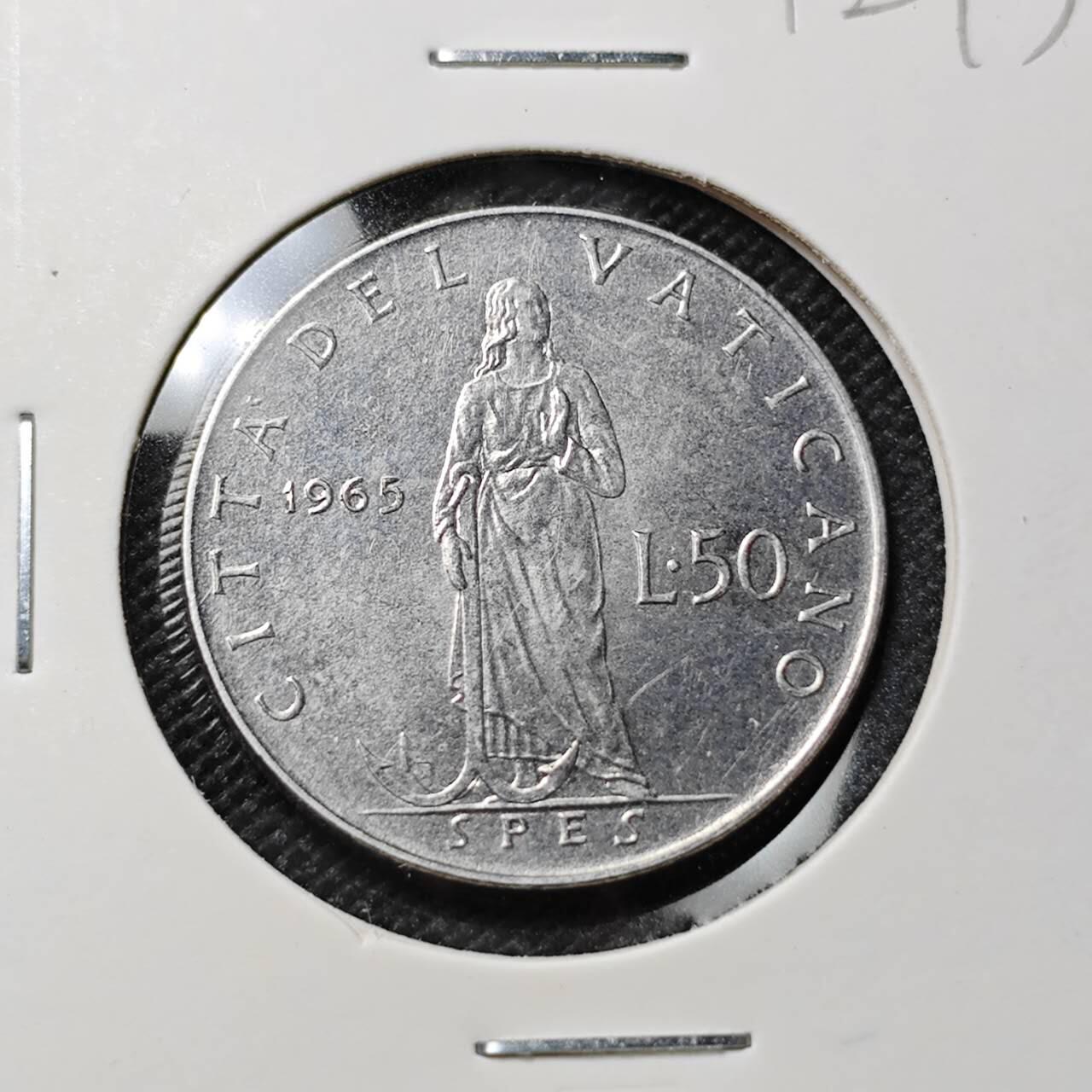 KK钱币收藏小铺  第412期 2月预留时间 周末发货 1965梵蒂冈50里拉