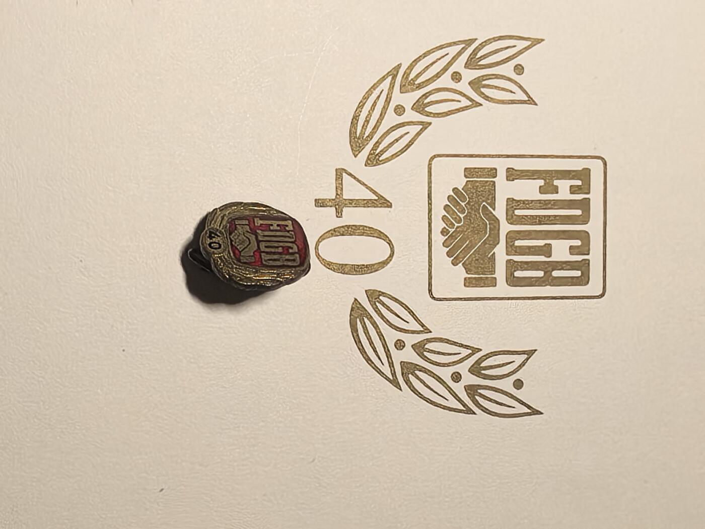 盛世勋华——号角文化勋章邮票专场拍卖第311期 东德德意志妇女联盟（DFD）会员伊尔姆加德·斯特恩所获荣誉 自由德国工会联合会（DFGB）40年荣誉会员证章 带1985年实发证书