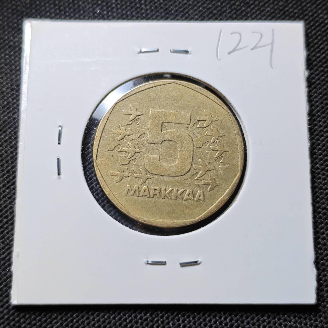 KK钱币收藏小铺  第412期 2月预留时间 周末发货 1973芬兰5马克破冰船 多边形