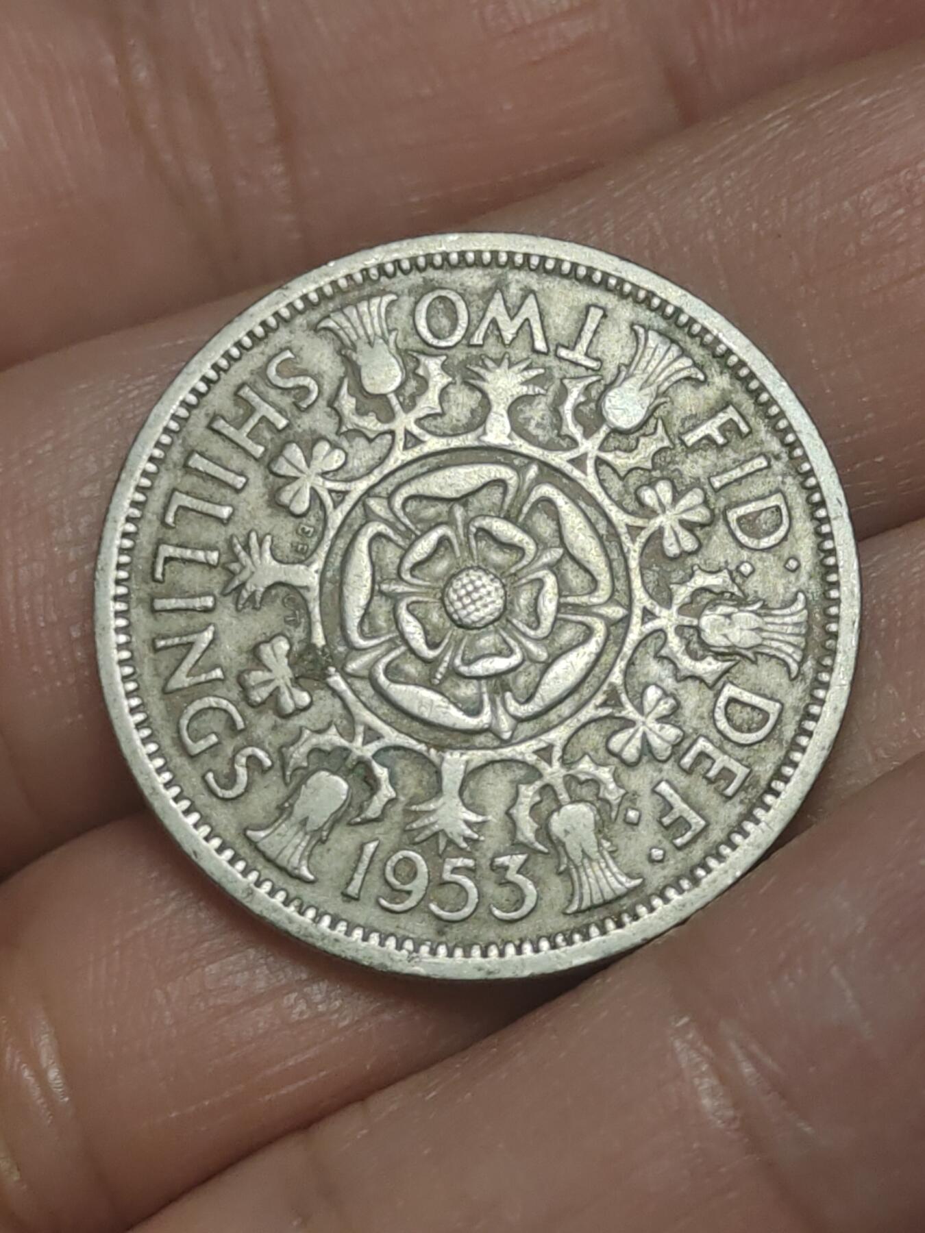 2026年第三十八场(总第二百零七场）外国好品散币场(免佣金) 英国🇬🇧1953单年份2先令(伊丽莎白二世加冕年，第一版)