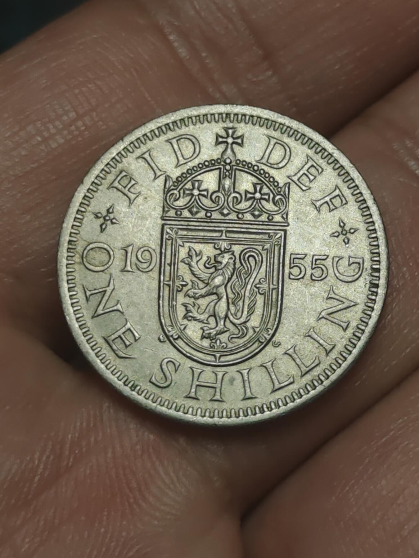 2026年第三十八场(总第二百零七场）外国好品散币场(免佣金) 英国🇬🇧1955年1先令(伊丽莎白二世青年桂冠第二版，苏格兰盾徽版)