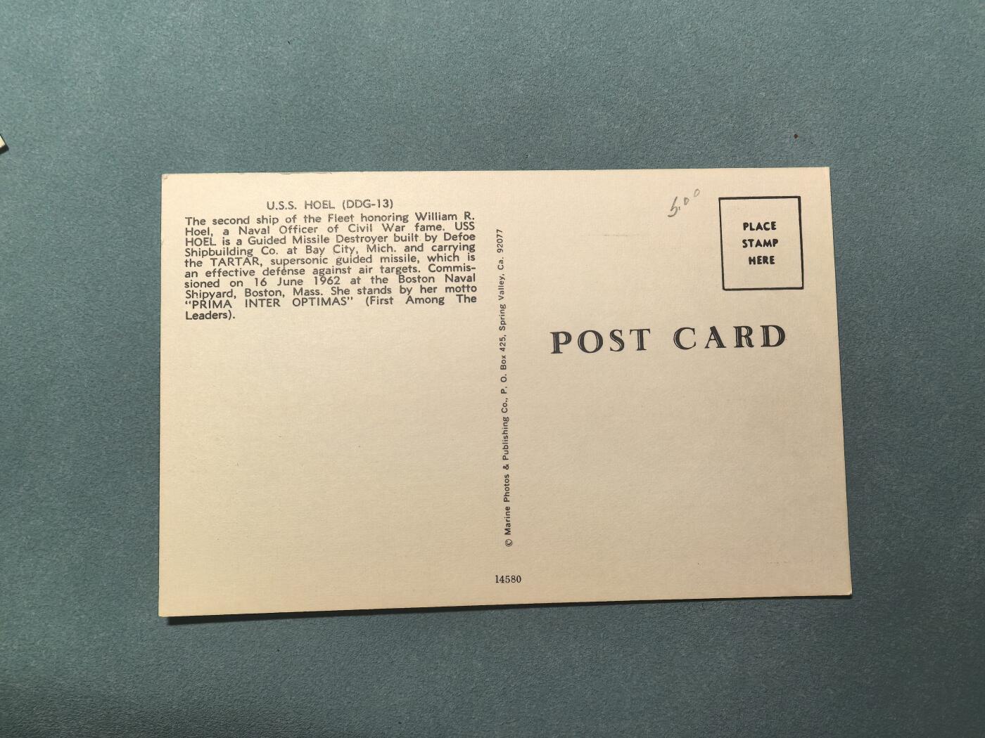 盛世勋华——号角文化勋章邮票专场拍卖第311期 美国冷战时期军舰专题明信片 霍尔号导弹驱逐舰（DDG-13）