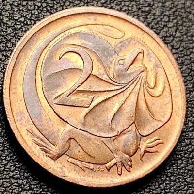 泉币菌-第217场-拍品多 请提前出价 - 1984年 英属 澳大利亚2分铜币 伞蜥蜴 斗篷蜥 伊丽莎白二世 21.5mm