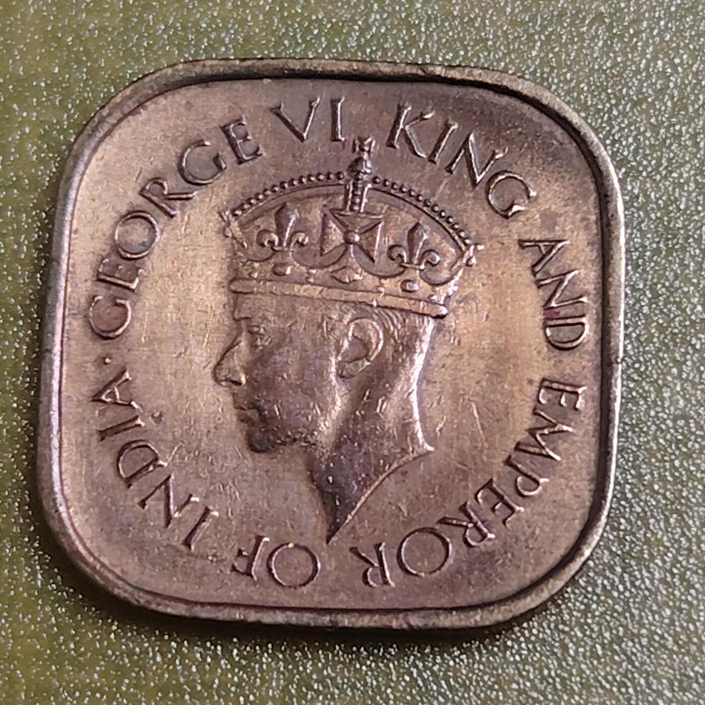 布加迪🐬～世界钱币(上海)🌾第 284 期 /  各国套币和散币 英属锡兰 1945年 5分 乔治六世头像