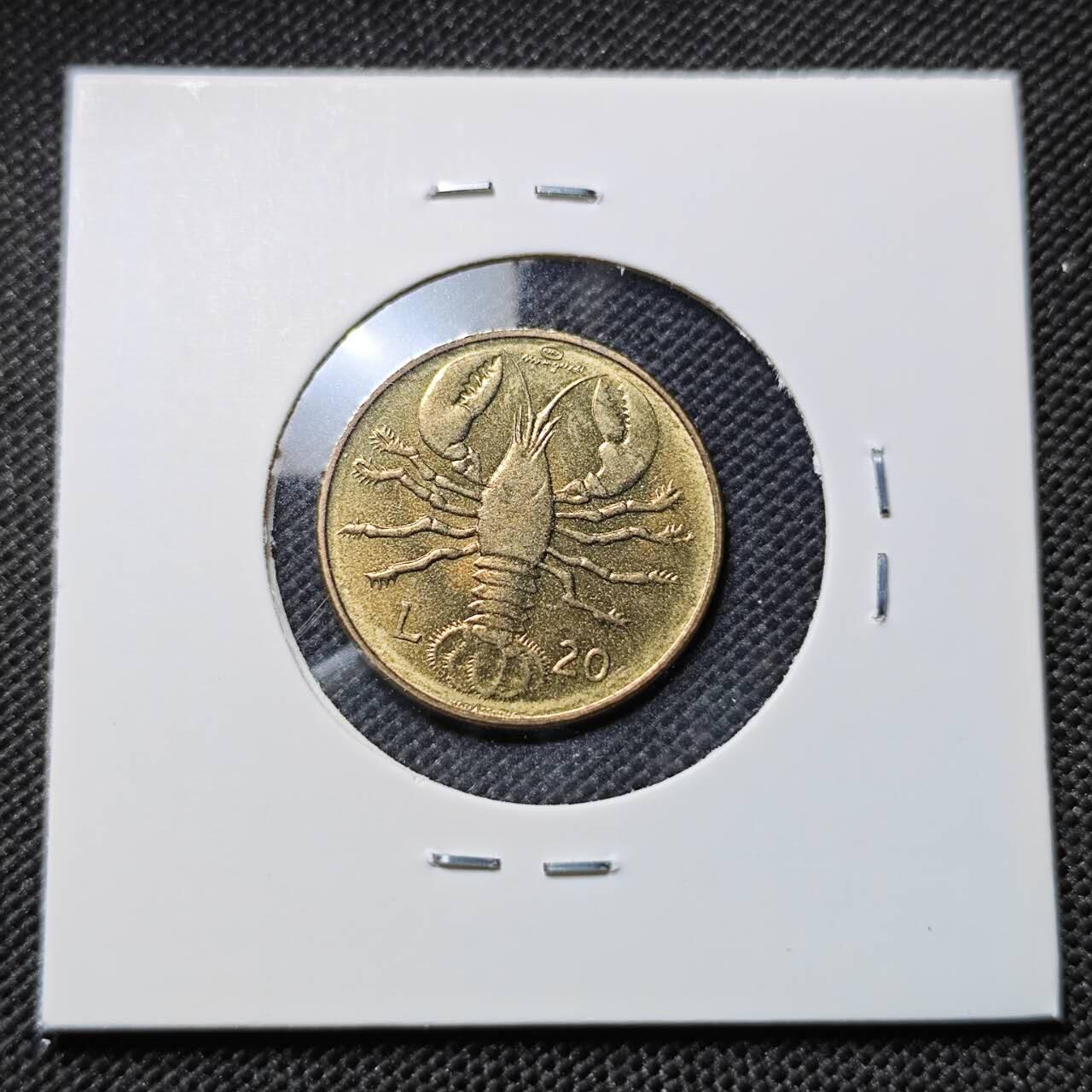 KK钱币收藏小铺  第412期 2月预留时间 周末发货 1974圣马力诺20里拉 龙虾