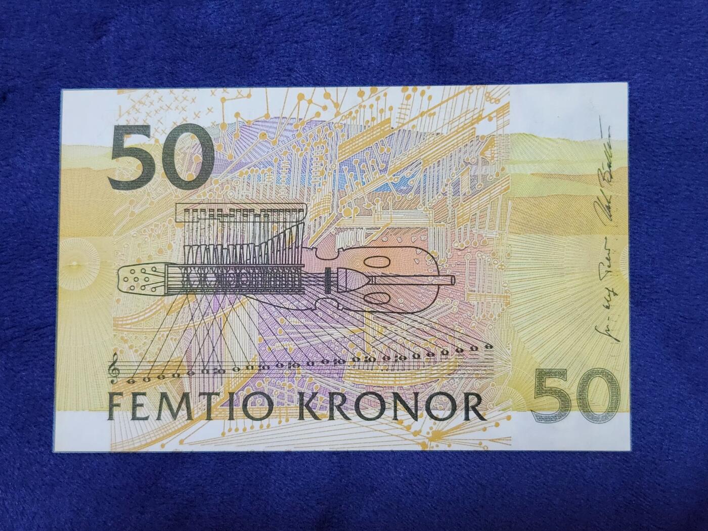 3月29号晚上8点 外国纸币自动截拍第48场 瑞典1997初版(无全息)50克郎 极美品