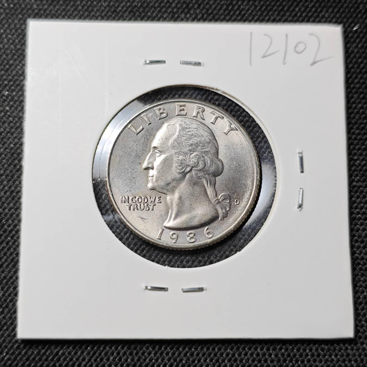 KK钱币收藏小铺  第412期 2月预留时间 周末发货 1986美国25分 好品