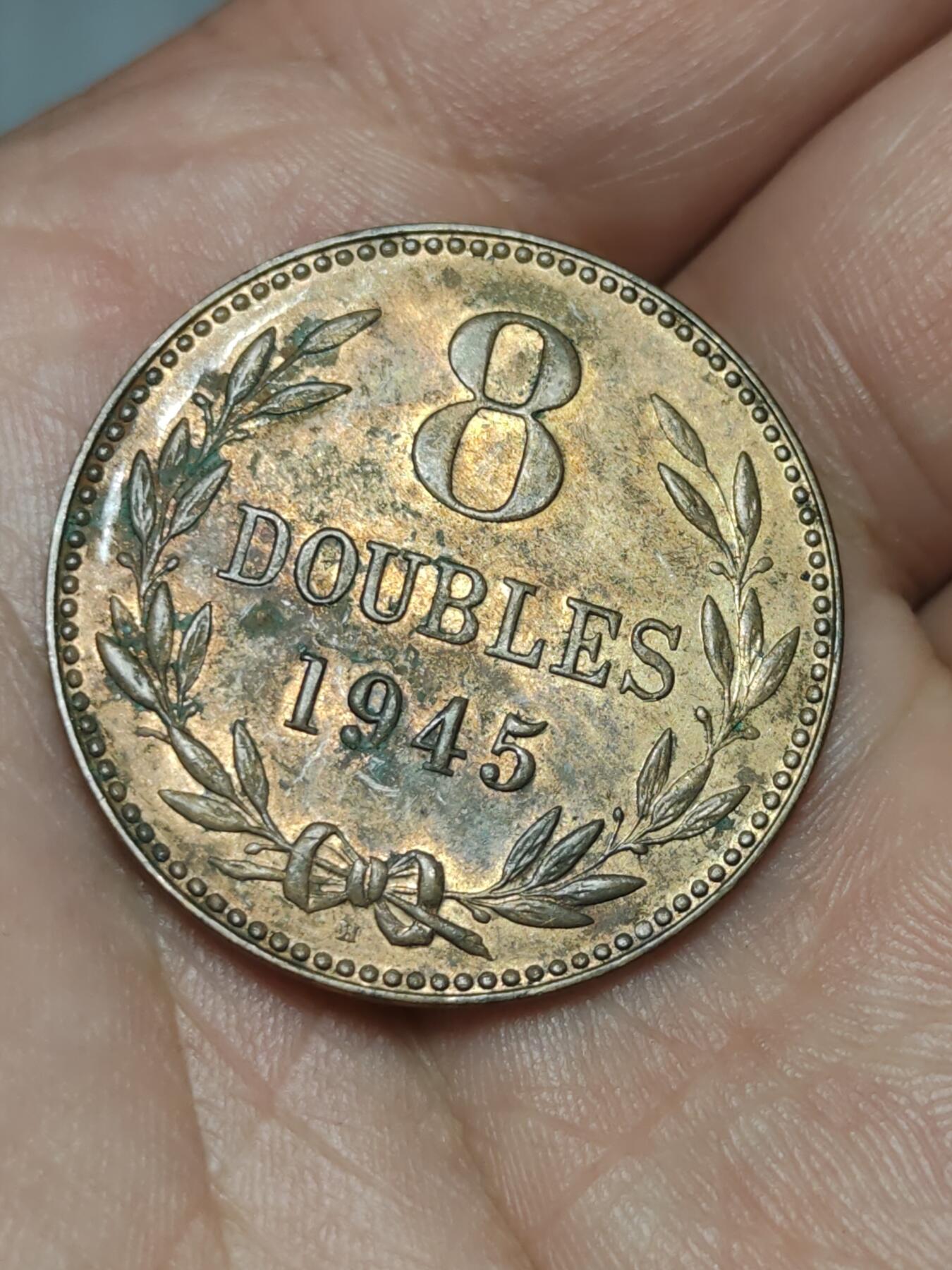 2026年第三十九场(总第二百零八场）外国好品散币场(免佣金) 英属根西岛🇬🇬1945年8道布(乔治六世时期，H标喜敦厂造)