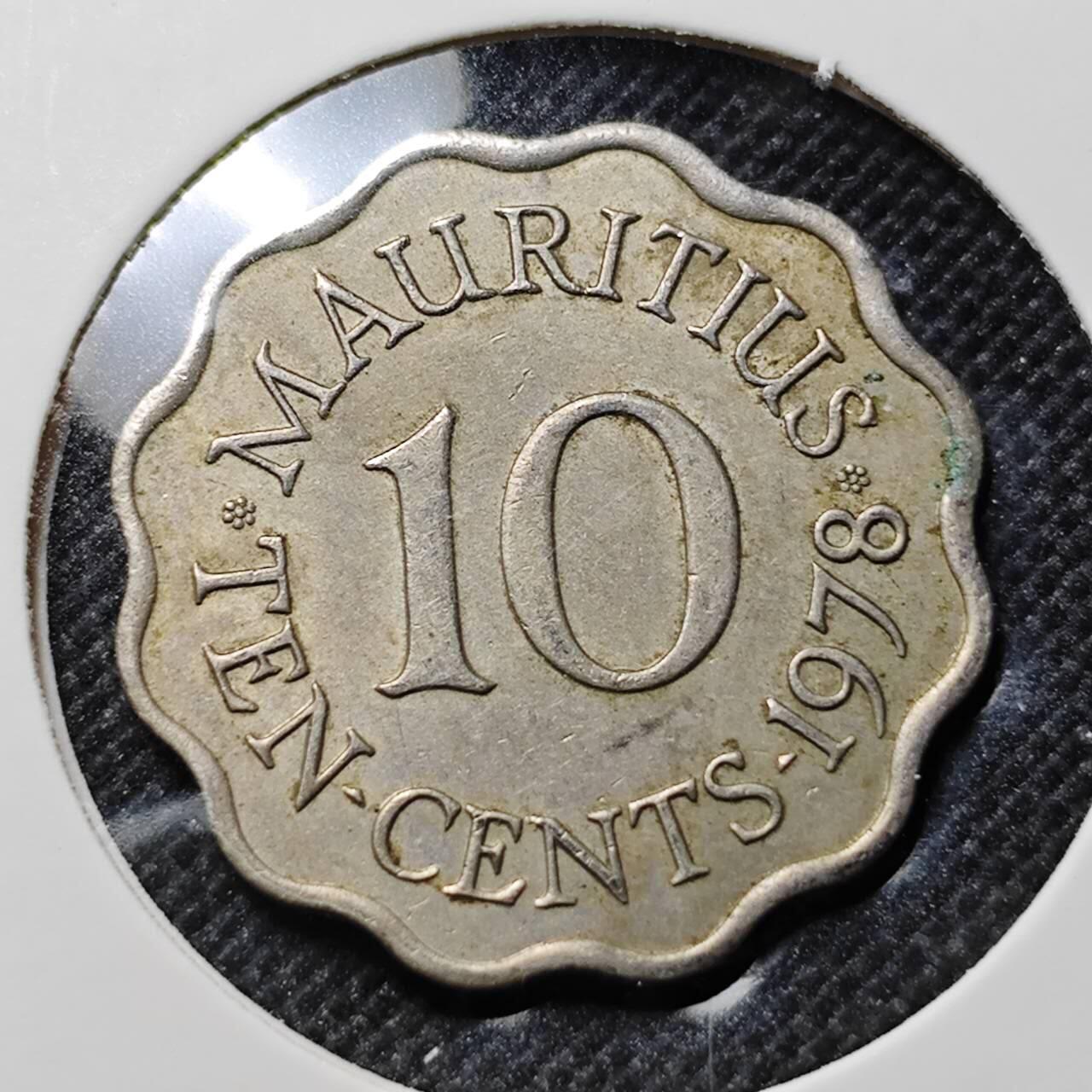 KK钱币收藏小铺  第412期 2月预留时间 周末发货 1978英属毛里求斯10分 