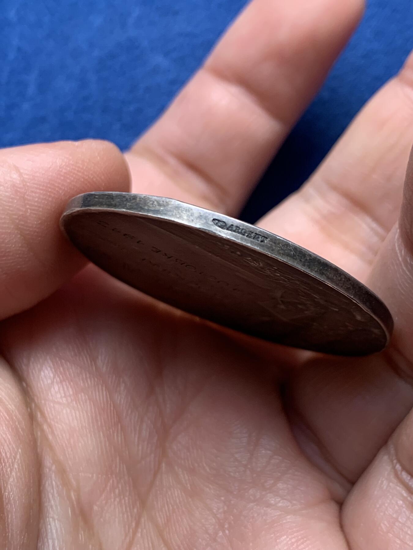 《竞宝斋》第476场 周日，周一 2场连拍 （全场包邮）欢迎送拍 名家罗蒂作 法国婚礼银章 31.7克 41mm 丰饶角银标