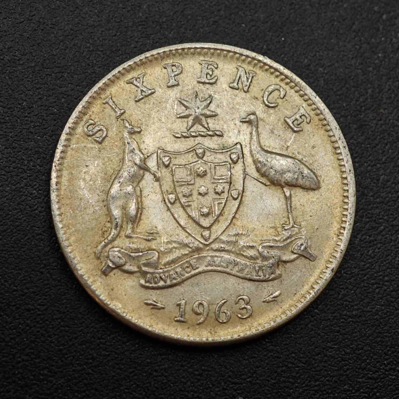 【淘币小摊】实时拍第八百八十五拍   小银币场    每周一统一发货 澳大利亚1963年伊丽莎白二世6便士银币