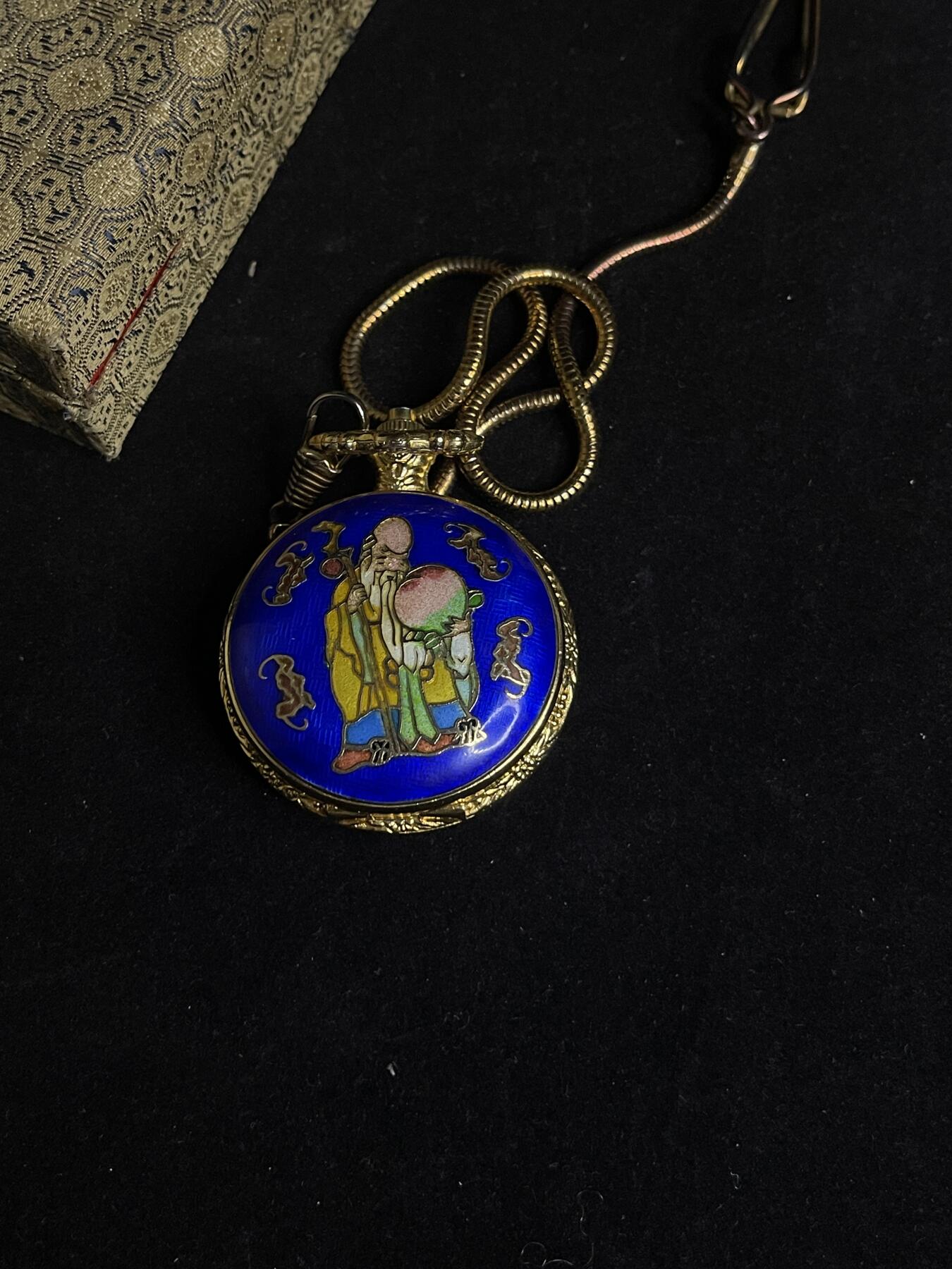 专场 老珐琅怀表一块带收据全套能走