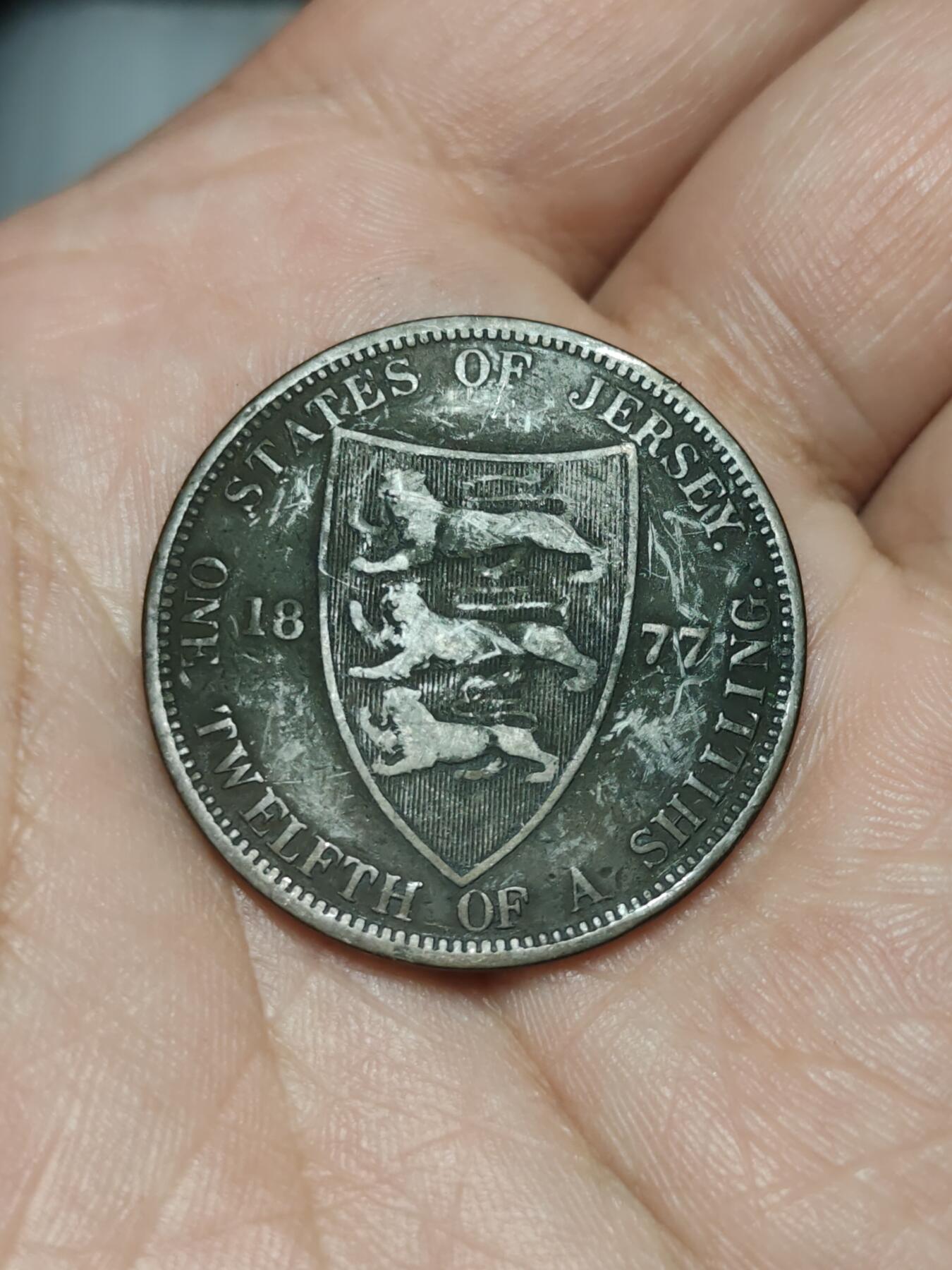 2026年第三十九场(总第二百零八场）外国好品散币场(免佣金) 英属泽西岛🇯🇪1877年1/12先令(维多利亚第二套，首发年，H标喜敦厂造)