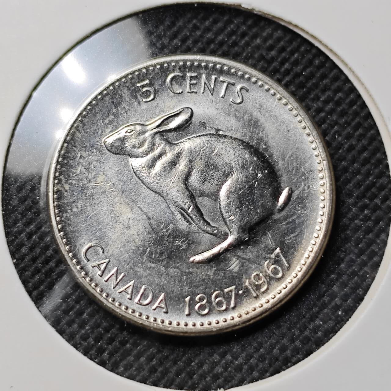 KK钱币收藏小铺  第412期 2月预留时间 周末发货 1967加拿大5分 纪念币